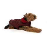 Quilted Shearling Dog Coat - Burgundy