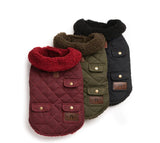 Quilted Shearling Dog Coat - Burgundy